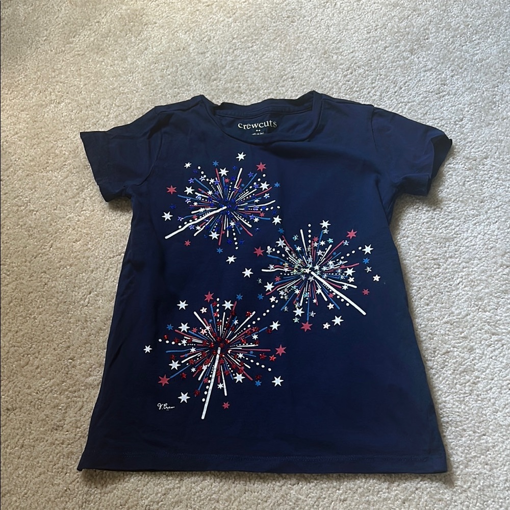 Crewcuts Blue and Red Fireworks Tee